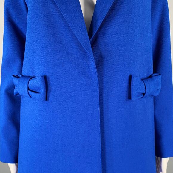 SMYTHE Size 4 Cobalt Blue Polyester Bows Single Snap Coat - Picture 2 of 6